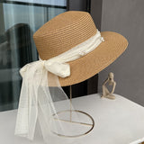 Sisters flat top straw hat women's summer big brim sun hat travel holiday sun hat