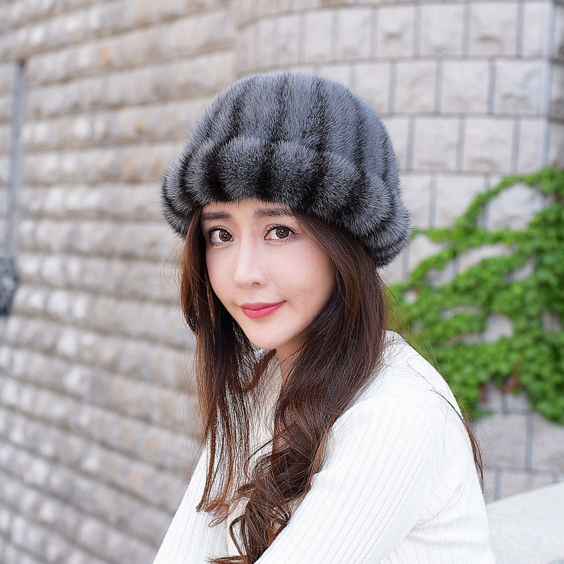 Mink hat ladies winter mink hat temperament hat basin hat winter fur hat
