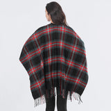 Ladies Scarf Autumn Winter Cashmere Plaid Tassel Slit Shawl Imitation Cashmere