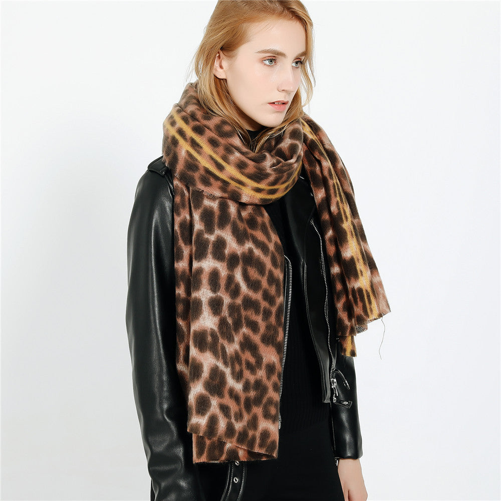 Autumn and winter leopard like cashmere warm thickened women's scarf shawl dual-use
