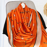 Summer oil painting simulation silk printing scarf women's all-match ethnic style silk scarf sunscreen beach towel