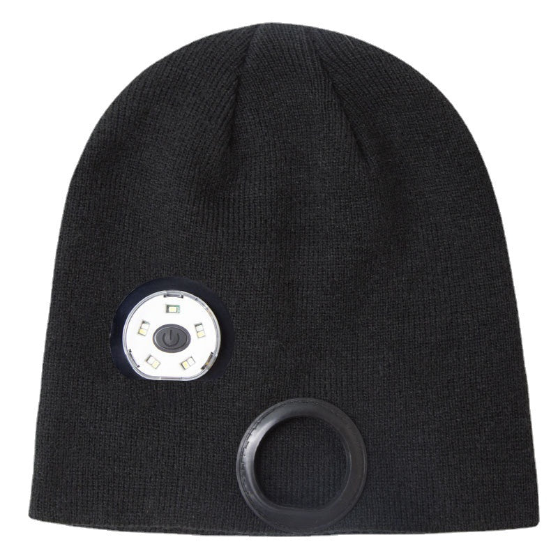 5 LED Bead Headlamp Caps for Men and Women Outdoor Night Running Lighting Warning Light Knitted Caps