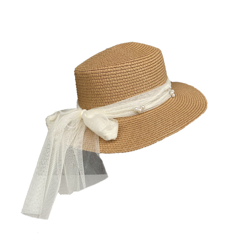 Sisters flat top straw hat women's summer big brim sun hat travel holiday sun hat