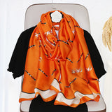Summer oil painting simulation silk printing scarf women's all-match ethnic style silk scarf sunscreen beach towel