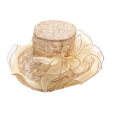 Big brim organza cool hat hot drill flower sun hat women's summer seaside sun protection hat