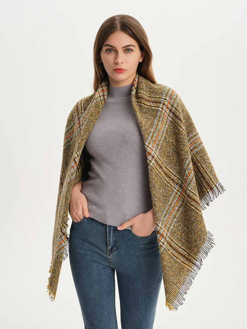 Women's square scarf in autumn and winter, big grid square scarf scarf shawl