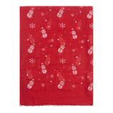 Ladies Christmas Snowman Print Scarf Comfortable Warm Cotton Long Scarf Shawl Polyester Print Scarf