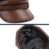 First layer cowhide men's outdoor leather hat Winter beret production warm earmuffs Leather women's hat (size: 56-60cm)