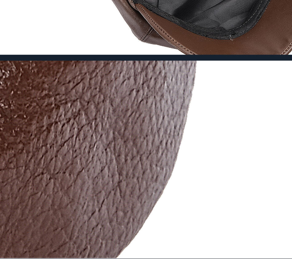 First layer cowhide men's outdoor leather hat Winter beret production warm earmuffs Leather women's hat (size: 56-60cm)