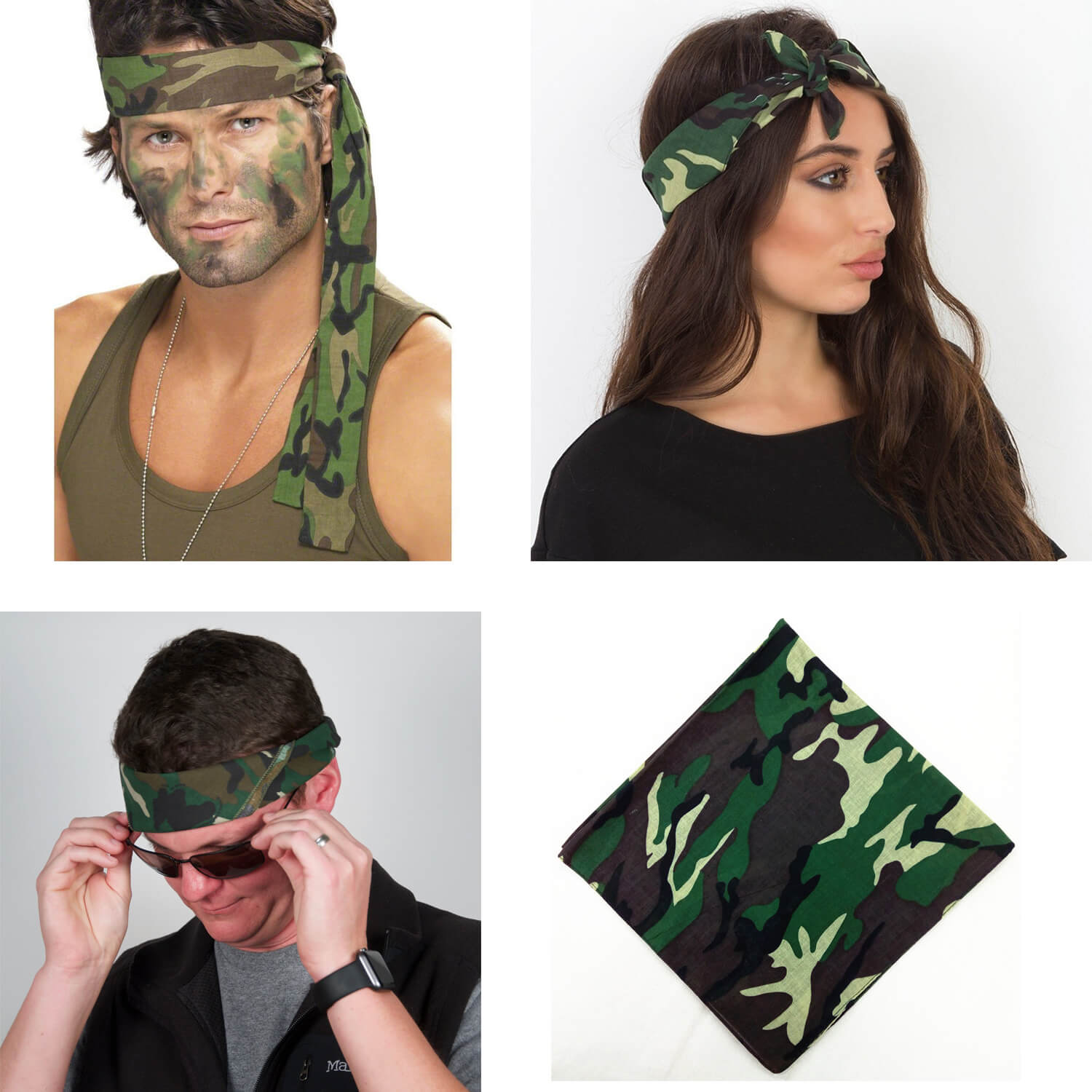 Camo Printed Cotton Bandana Unisex-Effect Picture