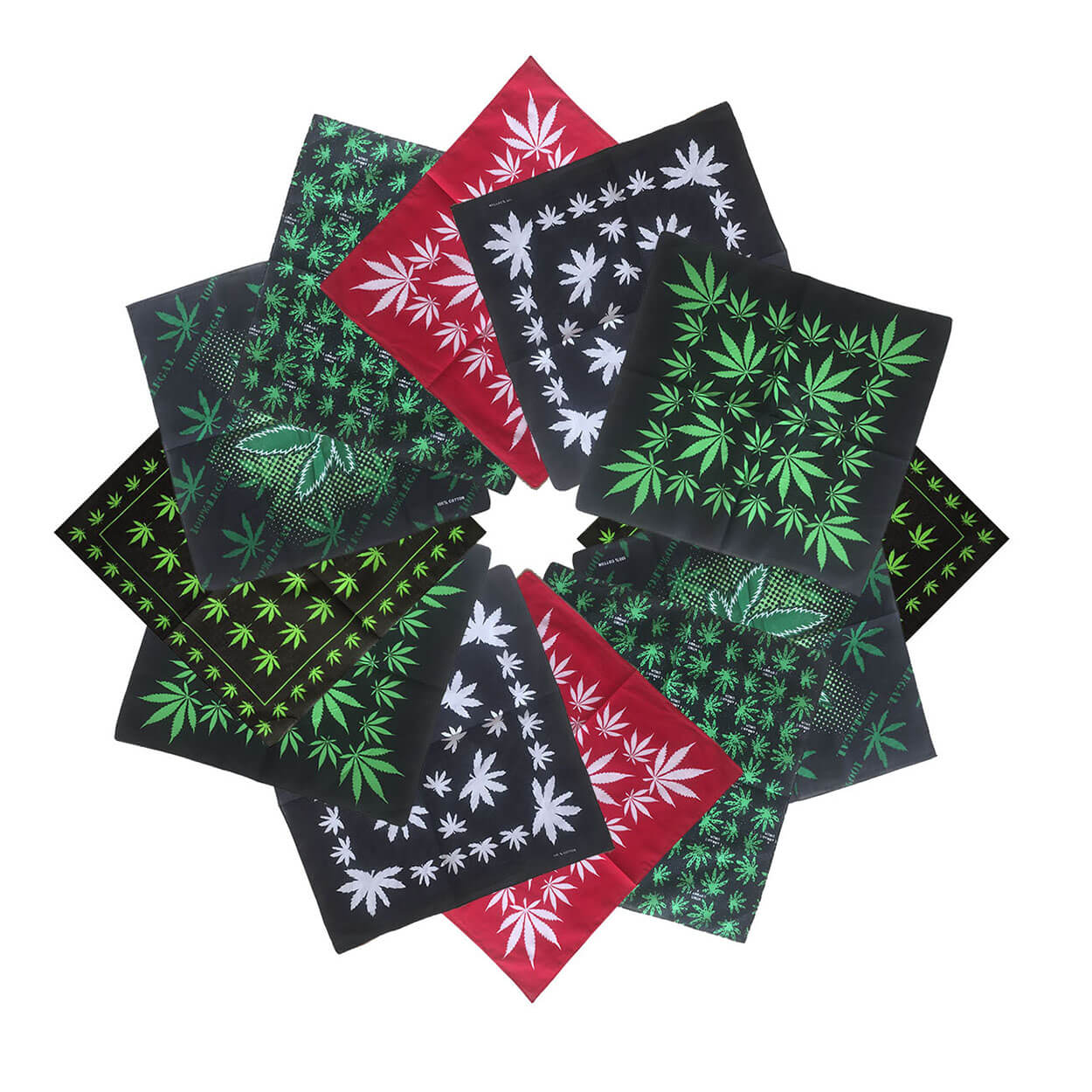 Square Bandana 100% Cotton Cannabis leaf-Main Picture