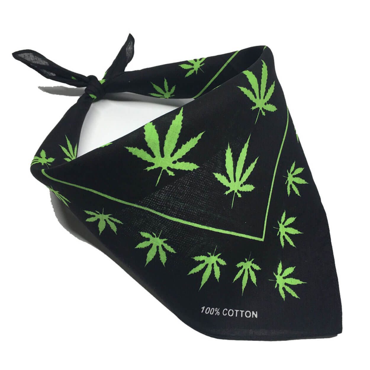 Square Bandana 100% Cotton Cannabis leaf-Effect Picture