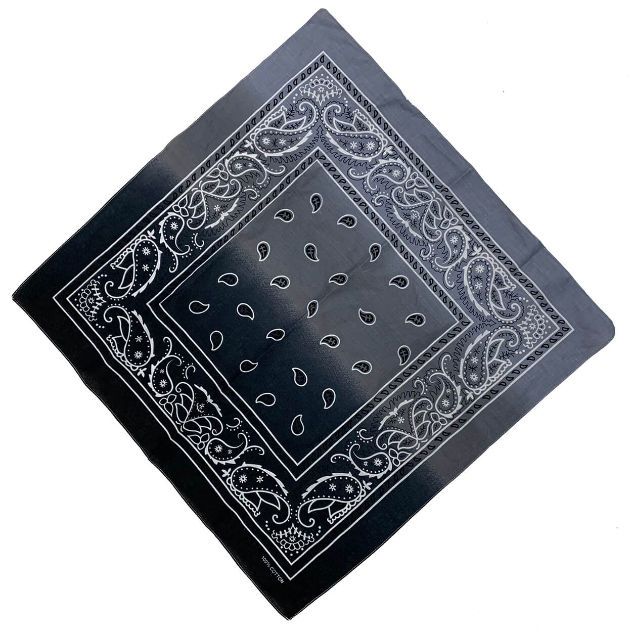 Gradient Paisley Cotton Novelty Cowboy Head Wrap Handkerchief-Black