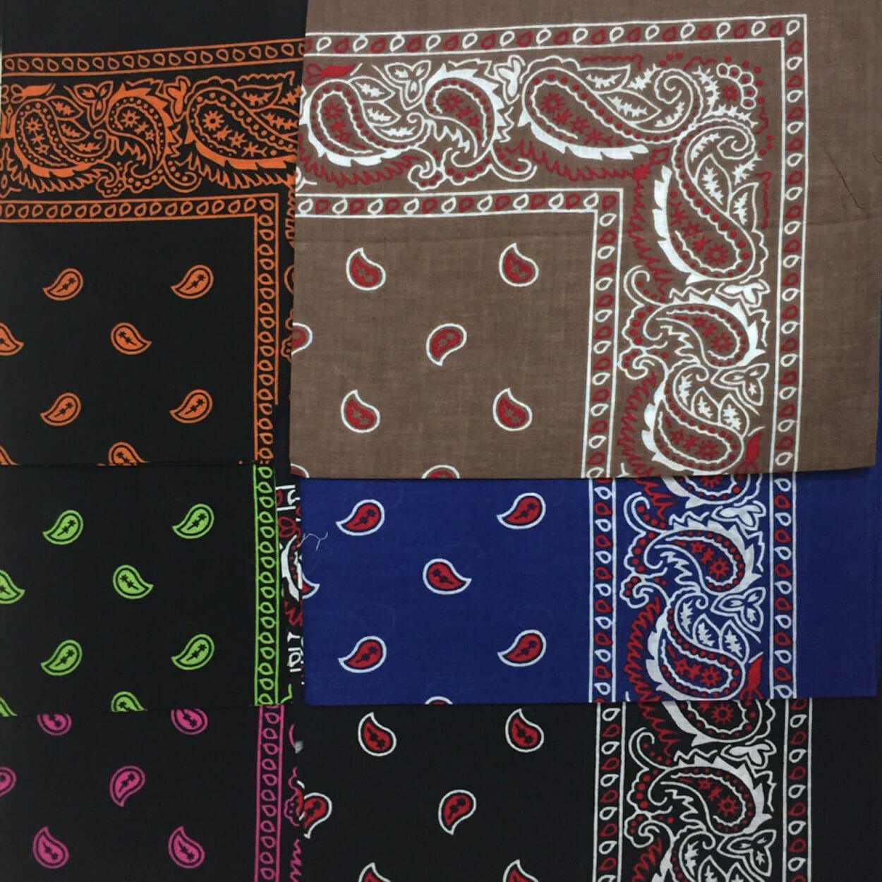 Unisex Paisley Set Multicolor Cowboy Bandana-Side Picture