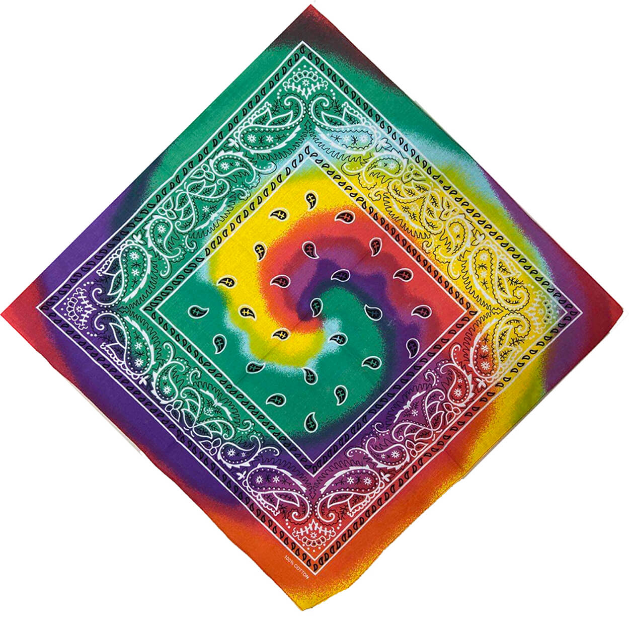 Tie Dye Cotton Colorful Paisley Cotton Bandanas-Side Picture