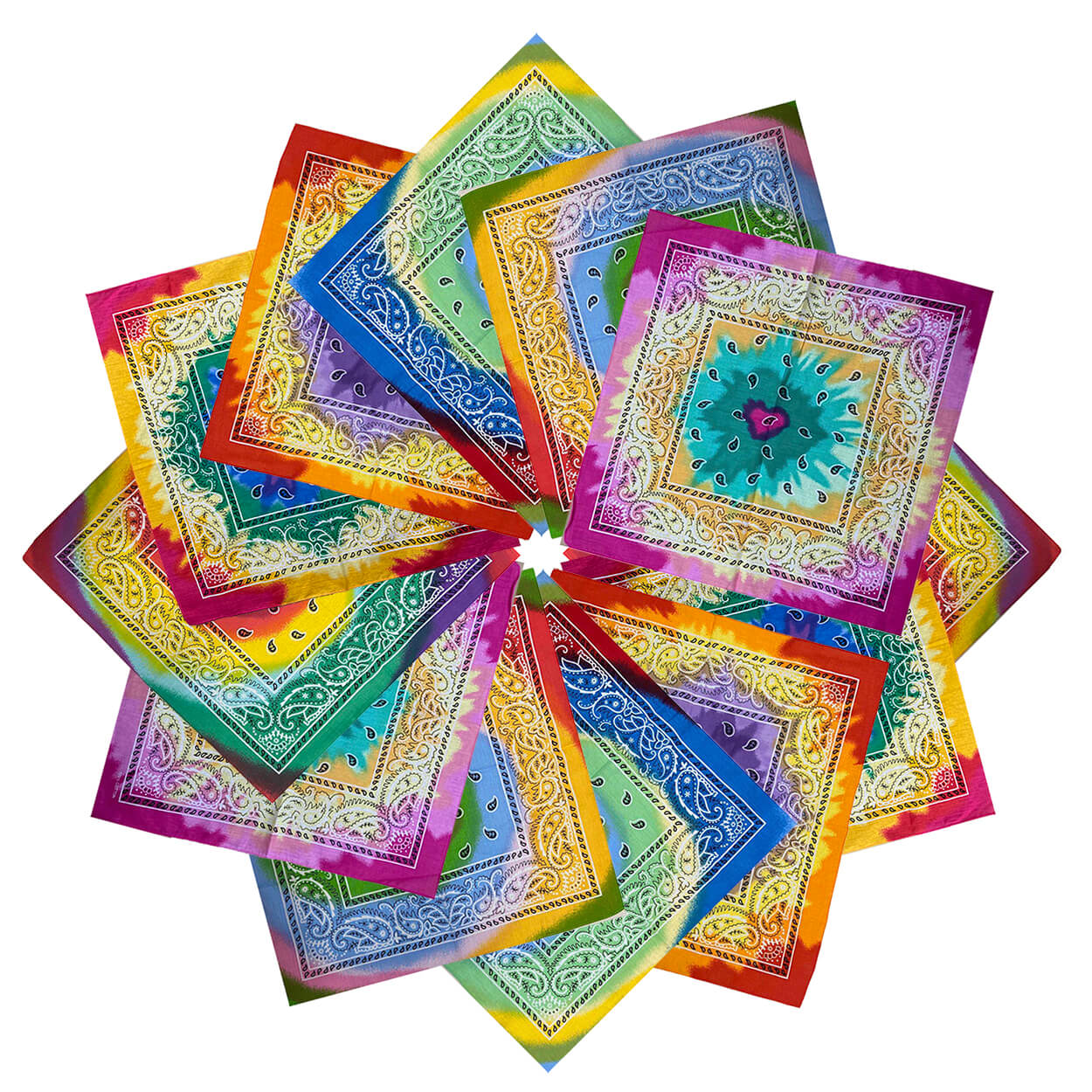 Tie Dye Cotton Colorful Paisley Cotton  Bandanas-Main picture