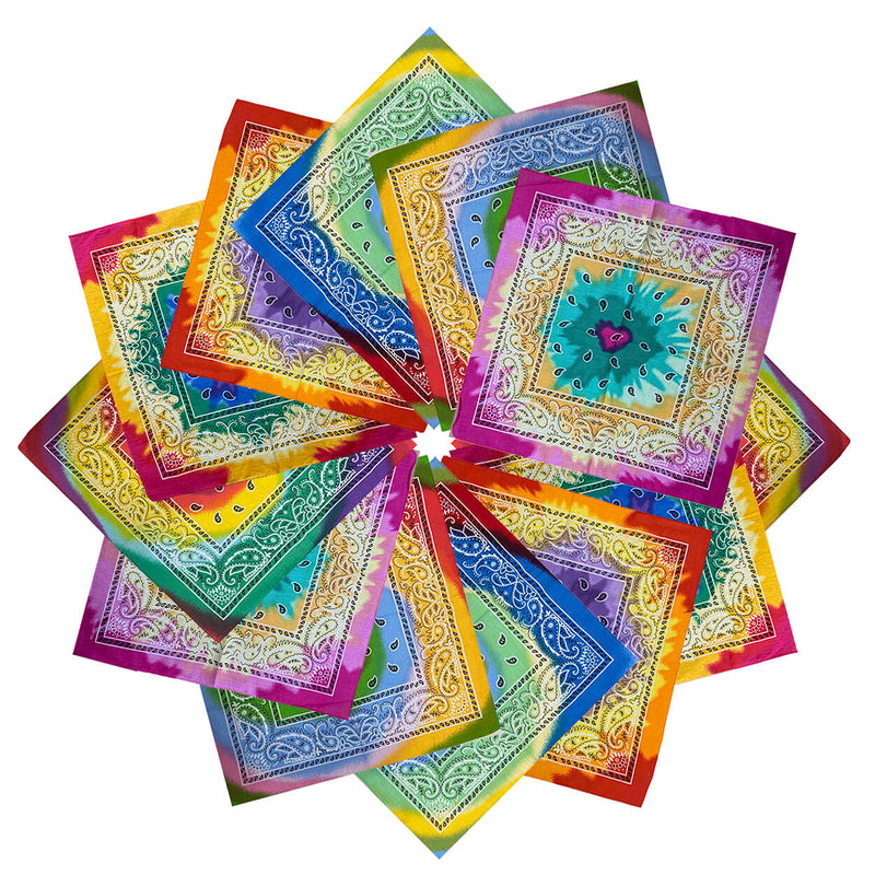 Tie Dye Cotton Colorful Paisley Cotton  Bandanas-Main picture