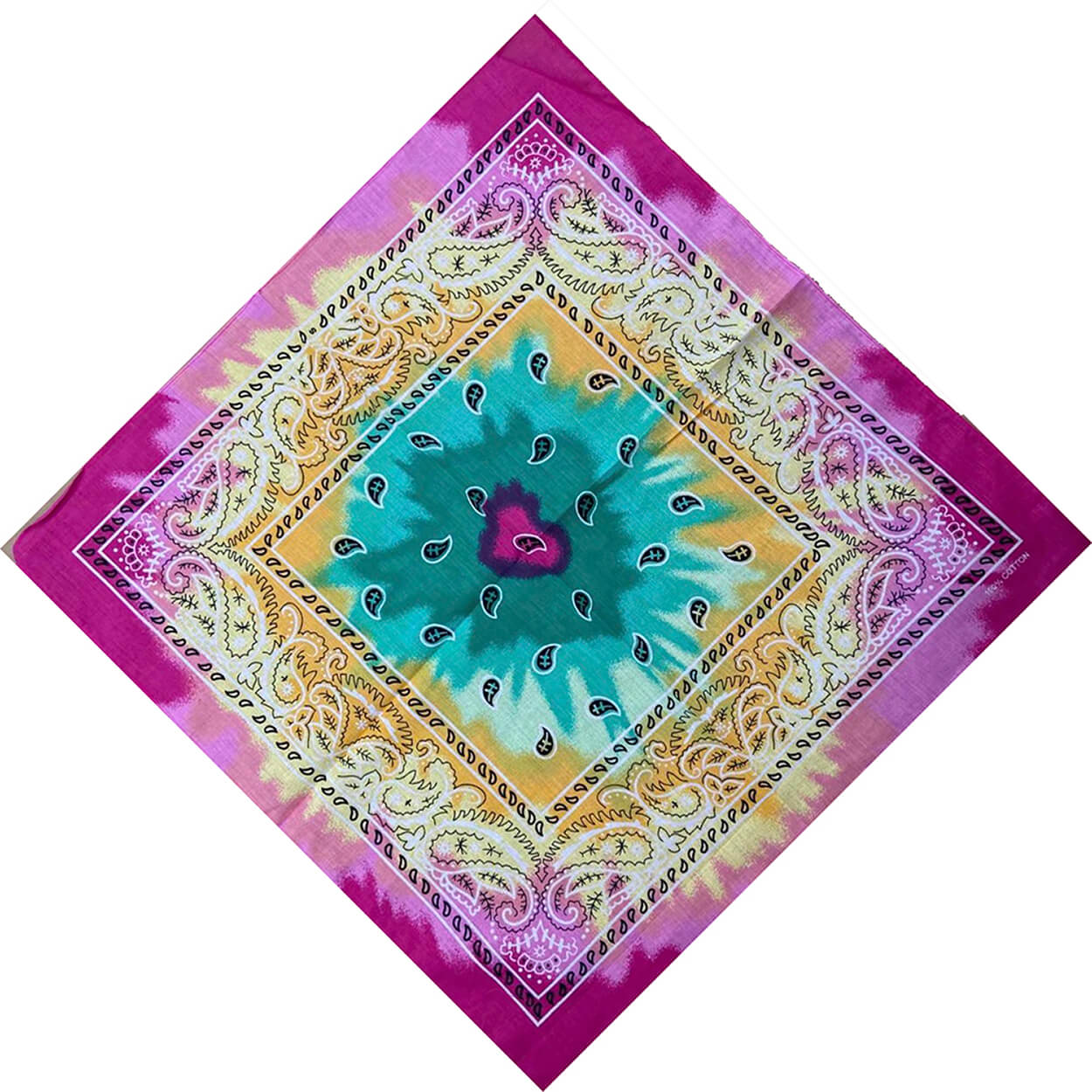 Tie Dye Cotton Colorful Paisley Cotton  Bandanas-Side Picture