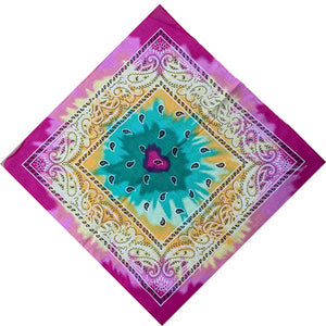 Tie Dye Cotton Colorful Paisley Cotton  Bandanas-Side Picture