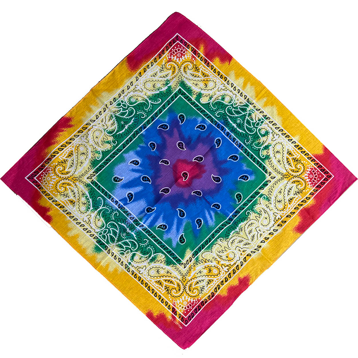 Tie Dye Cotton Colorful Paisley Cotton Bandanas-Side Picture