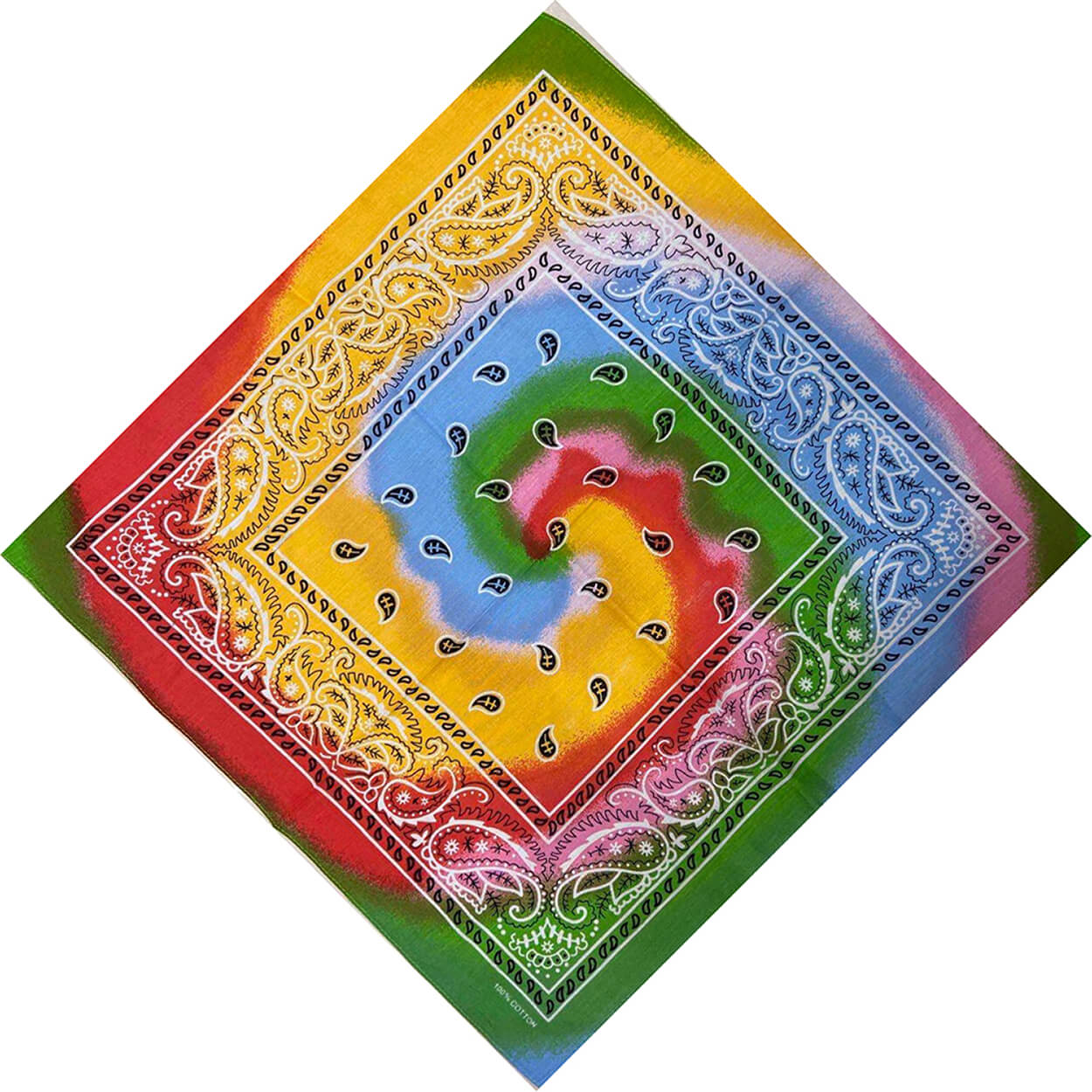 Tie Dye Cotton Colorful Paisley Cotton Bandanas-Side Picture