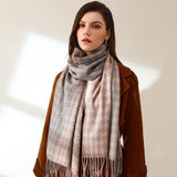 100% Cashmere Winter Fall Fashion Check Made Soft Wool Tartan Plaid Gift for Women