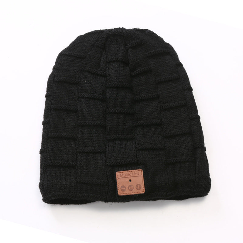 Men's and women's Bluetooth music hats Removable cleaning plush ponytail wireless call big grid music hats