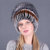 Ladies Winter Rex Rabbit Fur Warm Hat Ear Guards Thickened Handmade