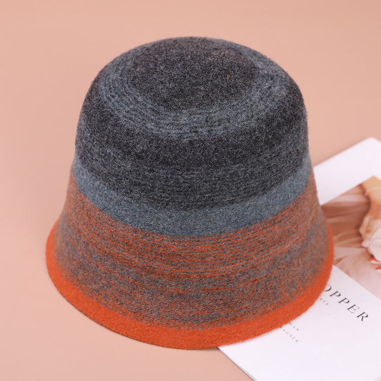 Women's fisherman hat Elegant wool basin hat Retro simple light luxury warm felt hat