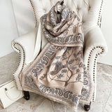 Women's shawl over winter office nap blanket cheongsam blanket cashmere tassel warm scarf