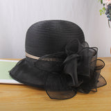 Mesh flower hat ladies fashion wild organza small pot hat summer sunscreen hat
