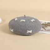 Autumn and winter fashion gentle wool hat female warm painter hat small fresh gray bowknot beret