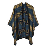 Autumn and winter shawl with simple decoration plaid warm imitation cashmere split coat cloak