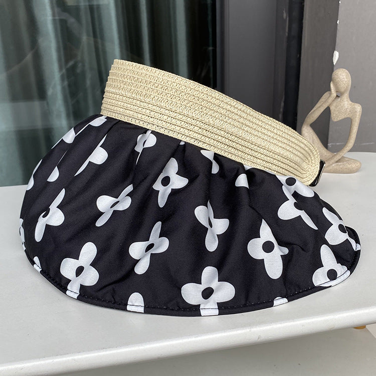 Women's summer all-match small flower hat summer beach brim sun protection hat