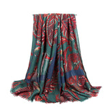 Satin Printed Scarf Women's New Large Cashew Nut Plus Gold Toe Head Scarf Winter Warm Versatile Shawl