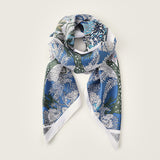 Printed large square scarf French retro simulation silk scarf Mother's Day 90 square scarf female