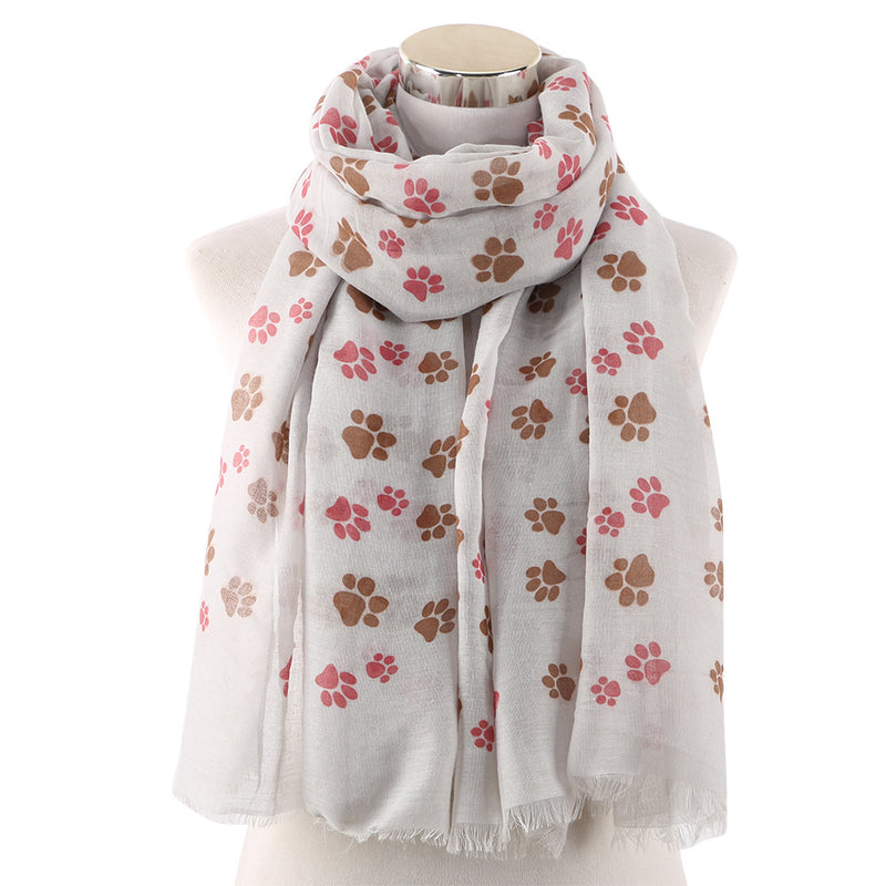 Women's Dog Footprint Dog Paw Print Pattern Scarf Women's Shawl Scarf