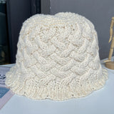 Color-blocking simple bucket hat women's autumn and winter warm and casual all-match wool fisherman basin hat knitted hat