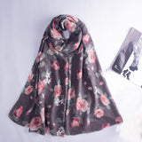 Retro ethnic rose print scarf autumn and winter ladies temperament imitation cashmere scarf