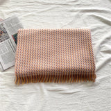 Scarf women's warm cashmere tassel shawl thickened for cold protection in winter