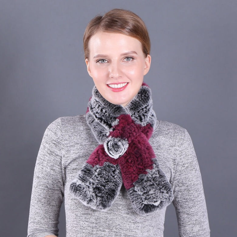 Rex rabbit fur scarf neck women's winter wild fur scarf woven thick warm wool
