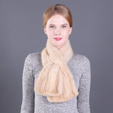 Winter Warm Ladies Double Sided Mink Fur Scarf Straight Weave Fur Scarf