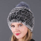 Autumn and winter ladies fur hat Rex rabbit fur warm fox fur ball cap ball cap