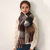 Mohair scarf for women in autumn and winter warm scarf thickened cashmere like check scarf