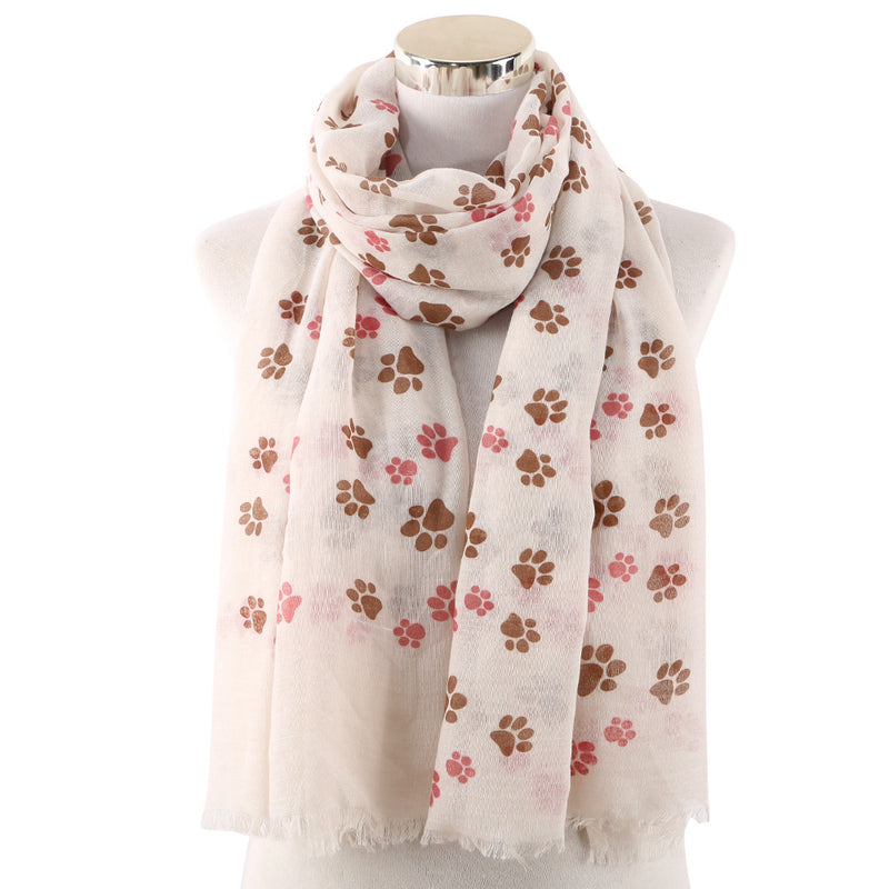 Women's Dog Footprint Dog Paw Print Pattern Scarf Women's Shawl Scarf