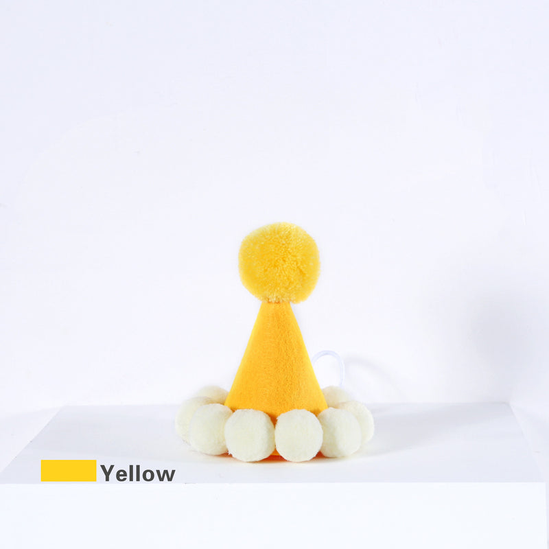 Cute pet cat puppy rabbit birthday hat macaron ball cubism team tassel hat gift box