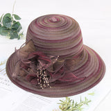 Mesh lace hat women spring and summer organza flowers rainbow hat