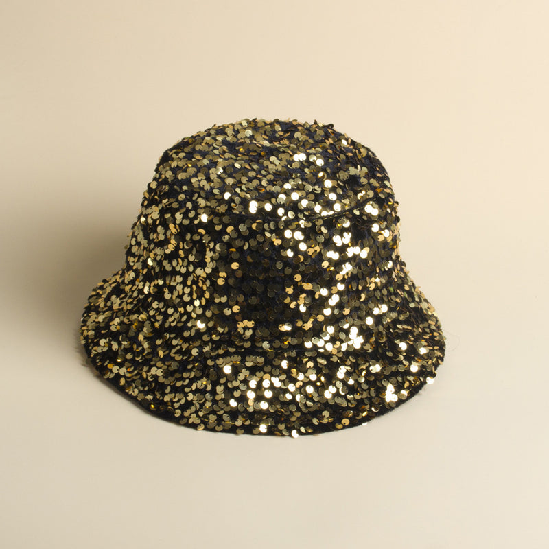 Fashion sequined fisherman hat Western-style elegant basin hat with liner folding face-covering hat