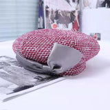 Autumn and winter bow tie beret female little fragrance lady painter hat retro