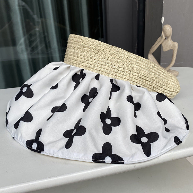 Women's summer all-match small flower hat summer beach brim sun protection hat